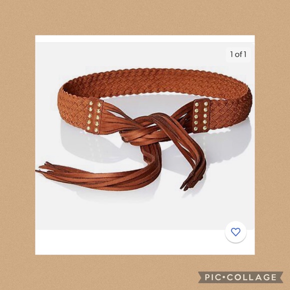 Betsey Johnson Accessories - NWT Betsey Johnson Saddle Braided Belt W/ Metallic Studs Long Fringe Tie Closure